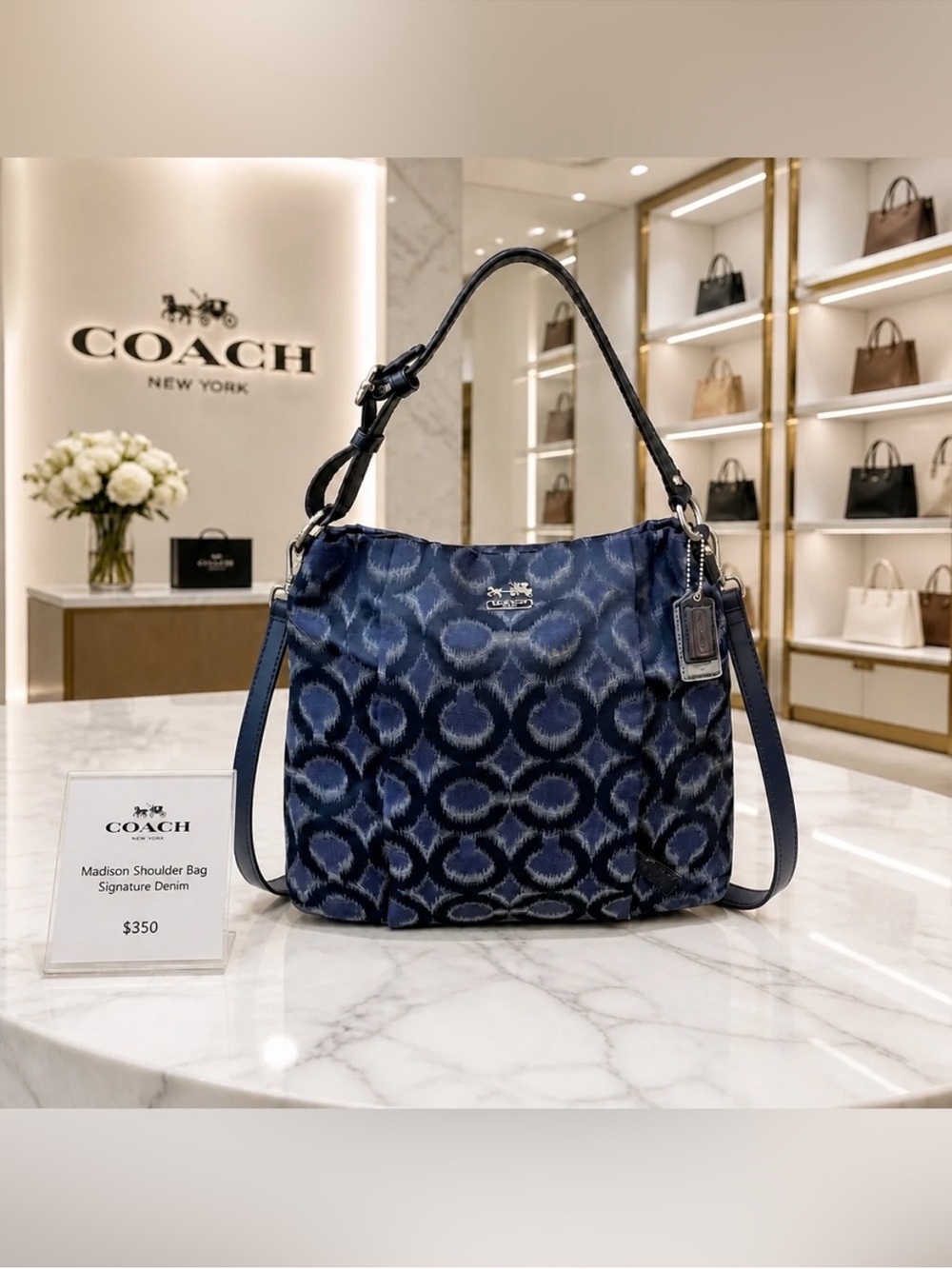 Coach Madison Isabelle Shoulder Bag - Signature Blue Ikat